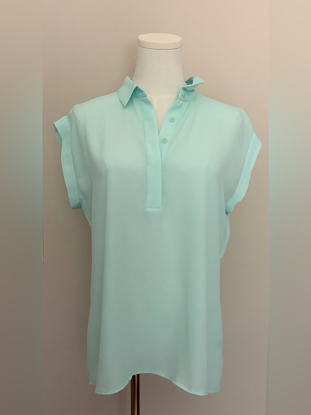 The Limited Mint Aqua Cap Sleeve Polo Blouse